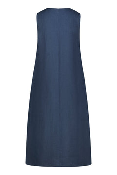 Rumar Strand Linen Midi Dress Blue