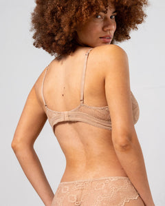 Lace Plunge Bralette Warm Nude