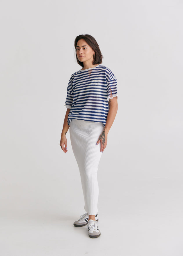 Madonna Reversible Ribbed-Knit Midi Skirt White