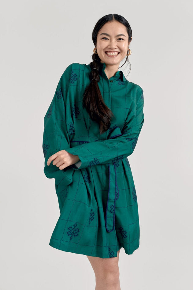 Seba Tencel Dress Green Eternal Knot Print