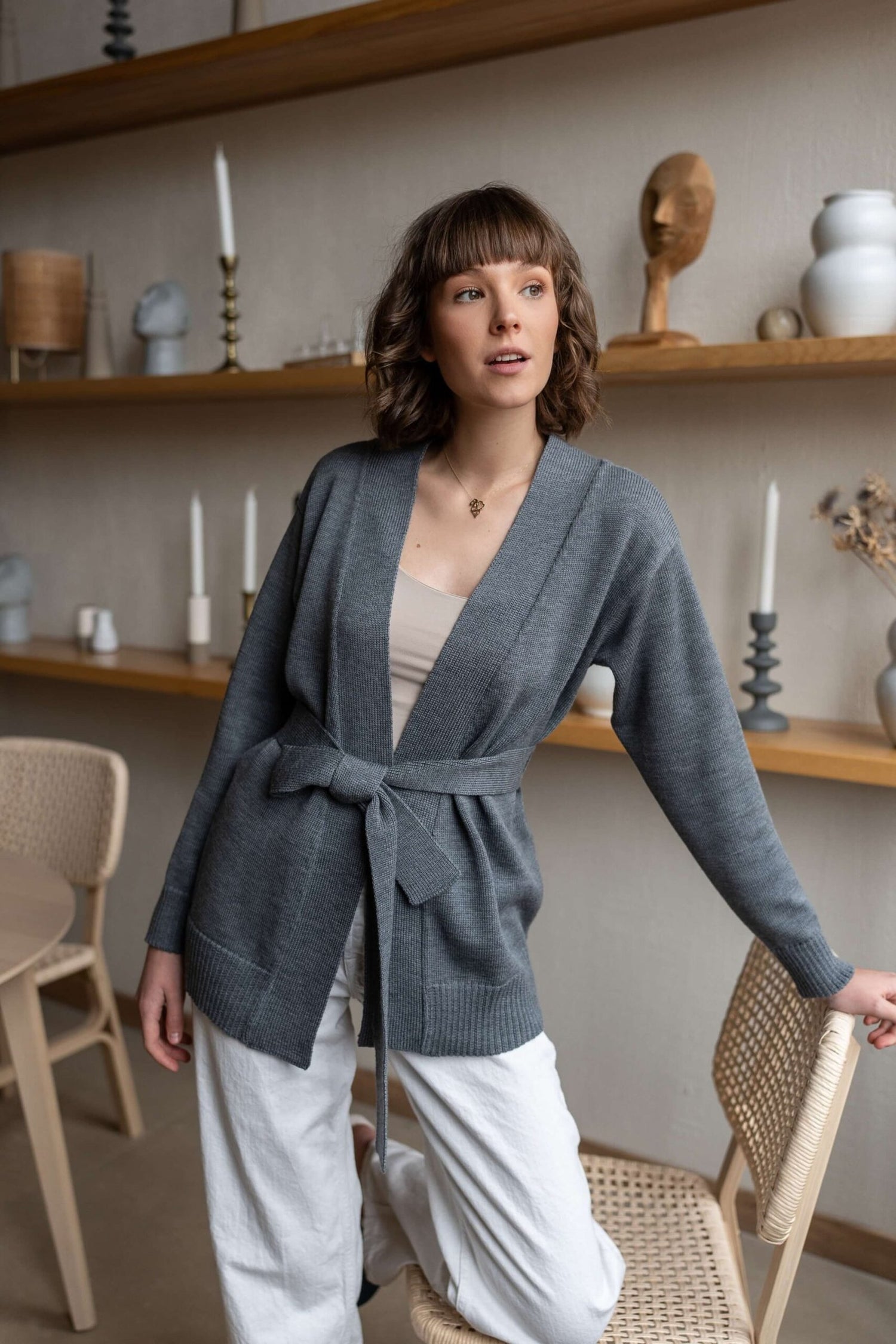 Merino Wool Cardigan With A Belt