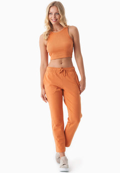 Sonnia Cropped Organic Cotton Rib Top Apricot Tan