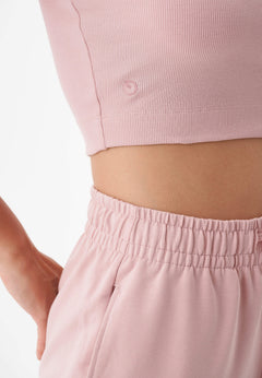 Sonnia Cropped Organic Cotton Rib Top Light Rose