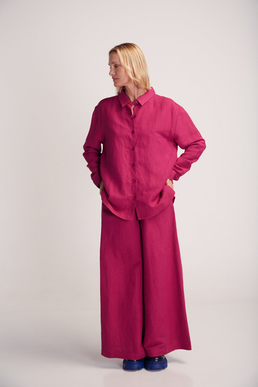 Iya Linen Blend Shirt Magenta