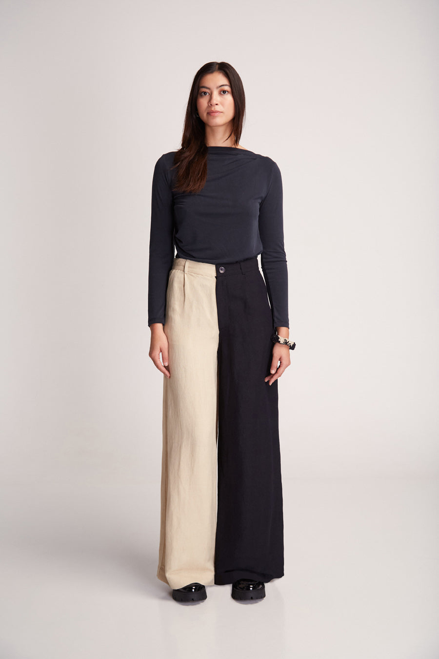 Randa Pants Bicolor Beige / Black