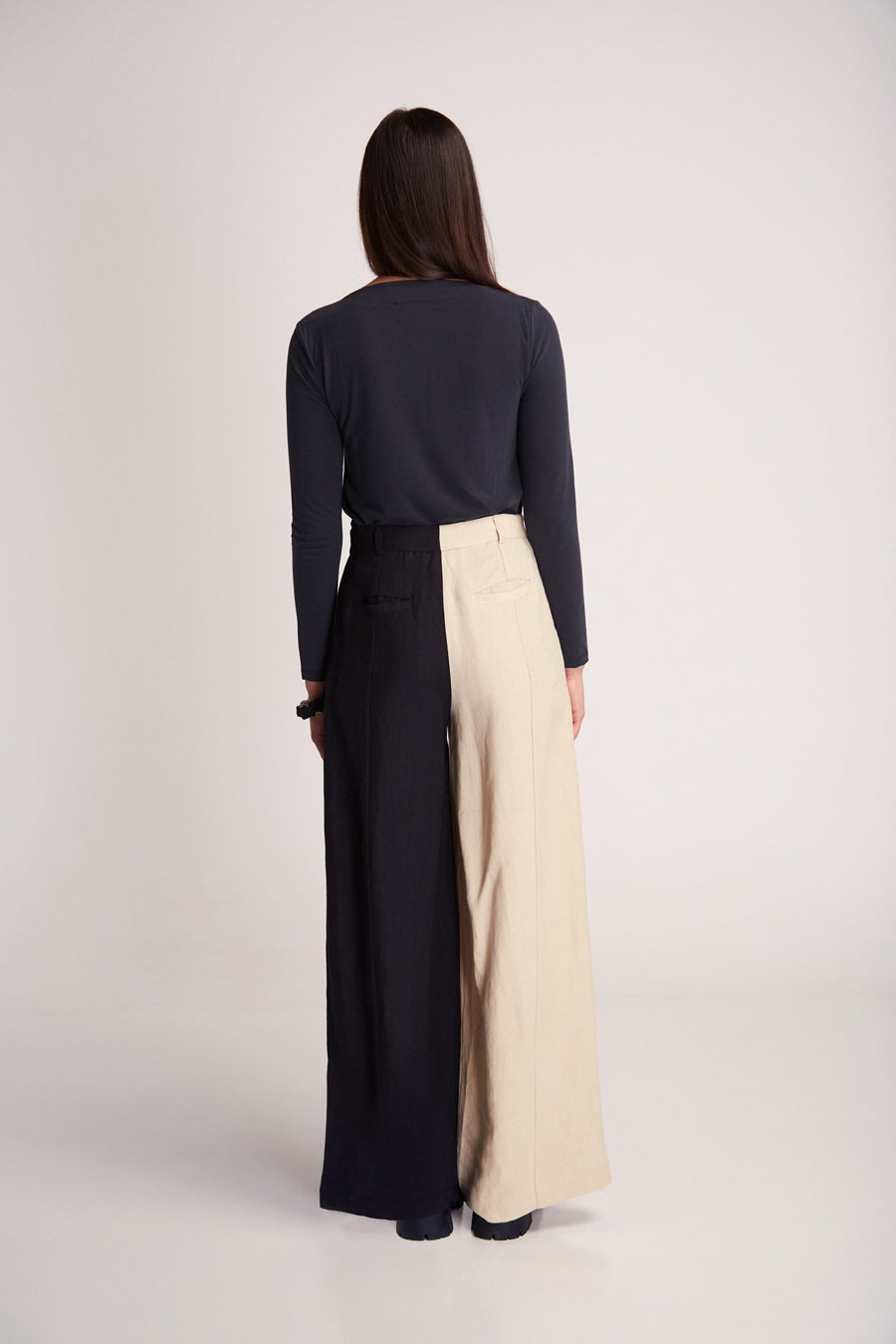 Randa Pants Bicolor Beige / Black