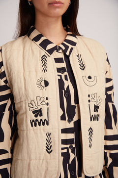 Aneto Padded Vest Embroidered Beige