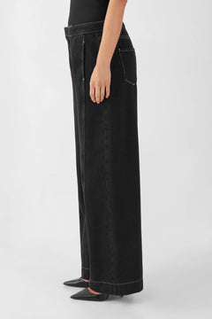 Sunny Wide Leg Contrast Jeans Black Denim