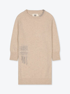 Kids' Embroidered Cashmere Sweater Dress Beige