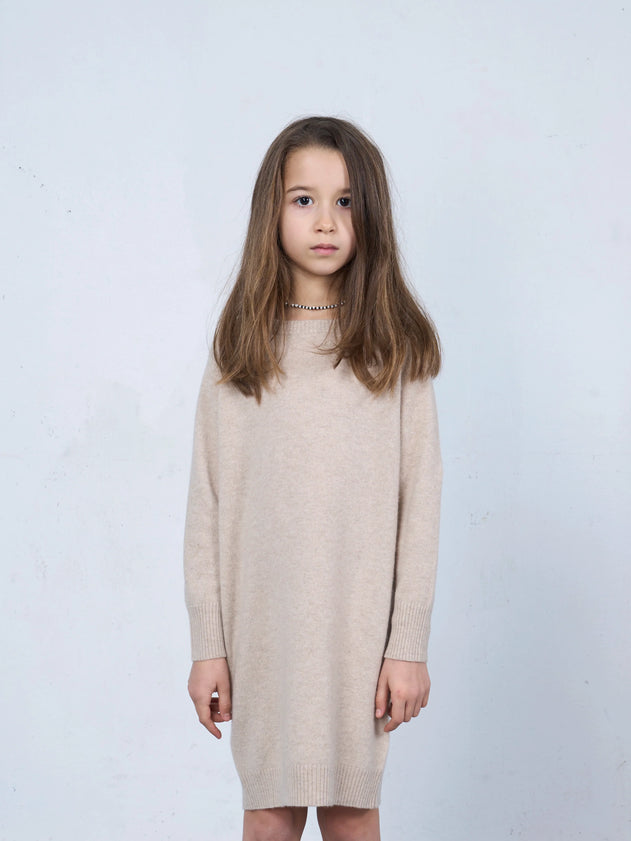 Kids' Cashmere Sweater Dress Beige