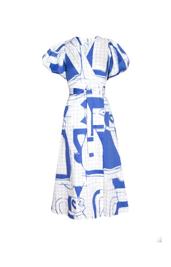 Szomjas Wrap Dress White/Blue