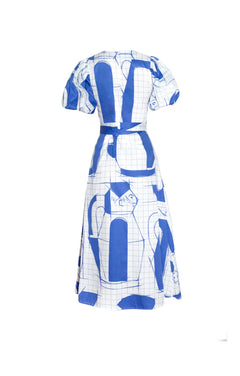 Szomjas Wrap Dress White/Blue