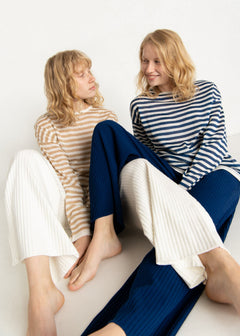 Tanto Unisex Linen Long-Sleeve Top Sand Striped