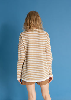 Tanto Unisex Linen Long-Sleeve Top Sand Striped