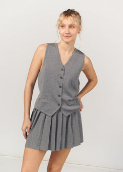 Galante Knitted Merino Waistcoat Light Grey