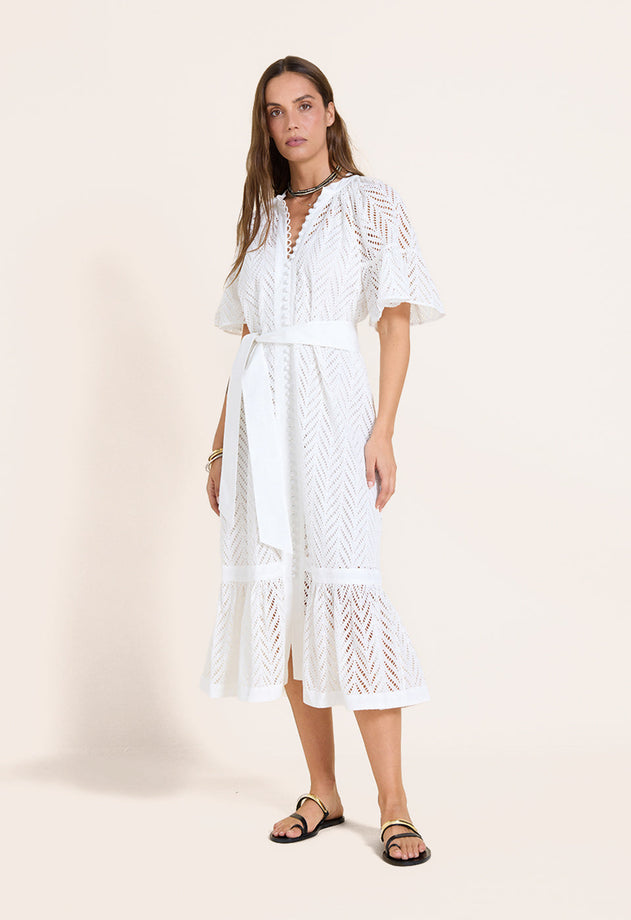 Solstice Midi Dress Crispy White