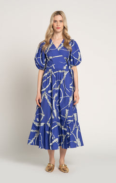 Baranya Ruffled Wrap Dress Whip Blue