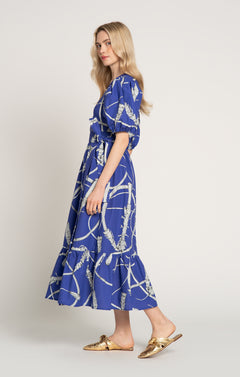 Baranya Ruffled Wrap Dress Whip Blue