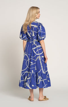 Baranya Ruffled Wrap Dress Whip Blue
