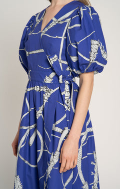 Baranya Ruffled Wrap Dress Whip Blue