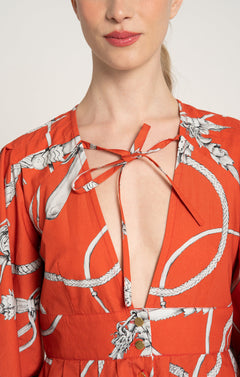 Kantar Deep V-Neck Dress Whip Red