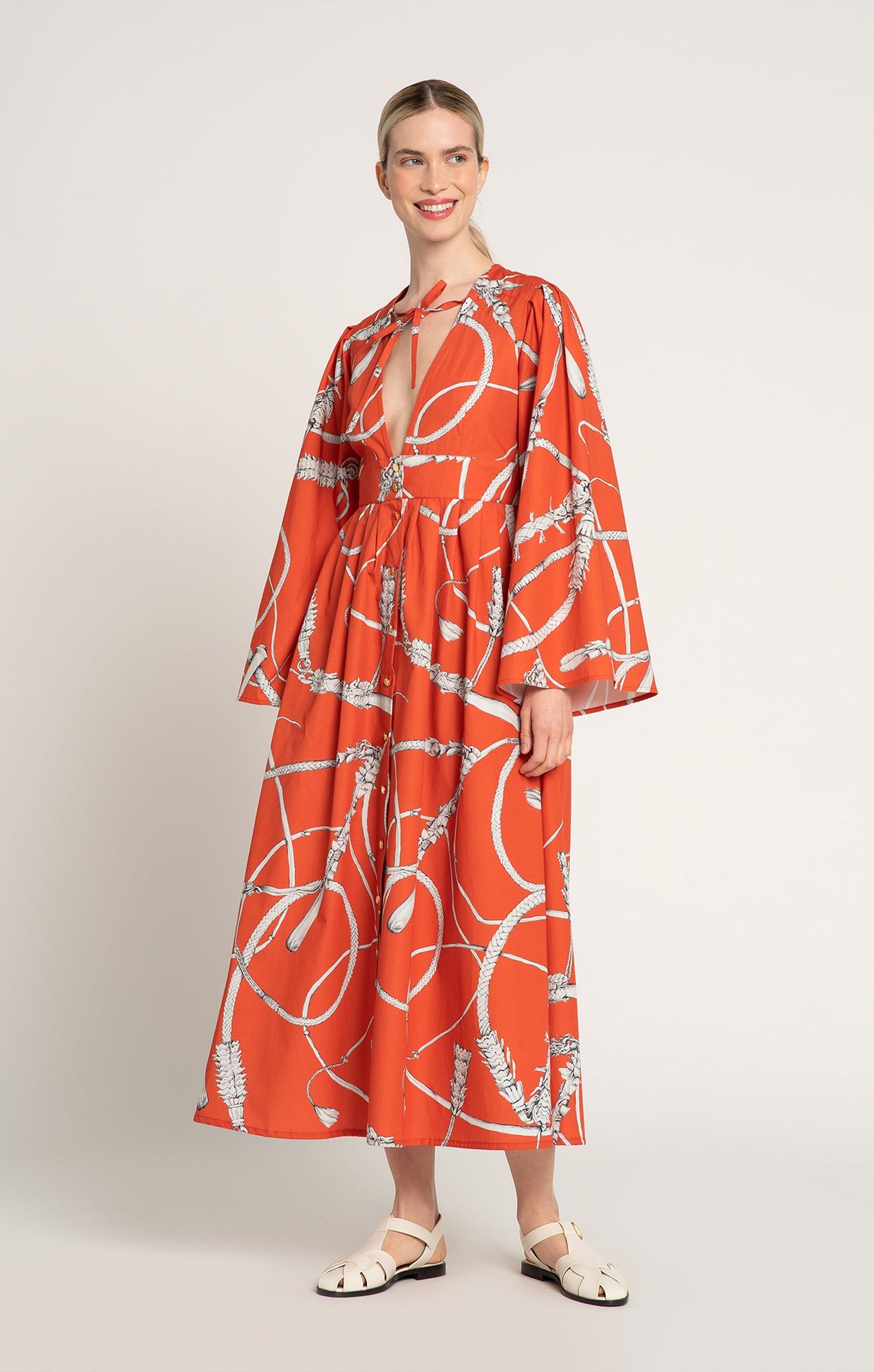 Kantar Deep V-Neck Dress Whip Red