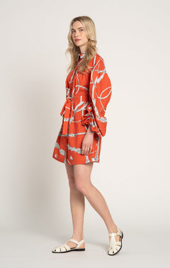 Nyereg Voluminous Sleeve Shirt Dress Whip Red