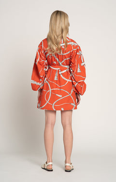 Nyereg Voluminous Sleeve Shirt Dress Whip Red