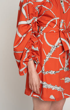 Nyereg Voluminous Sleeve Shirt Dress Whip Red