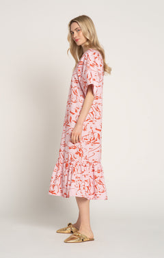 Patko V-Neck Ruffled Dress Horsemen Pink