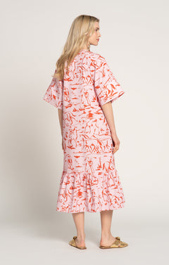 Patko V-Neck Ruffled Dress Horsemen Pink