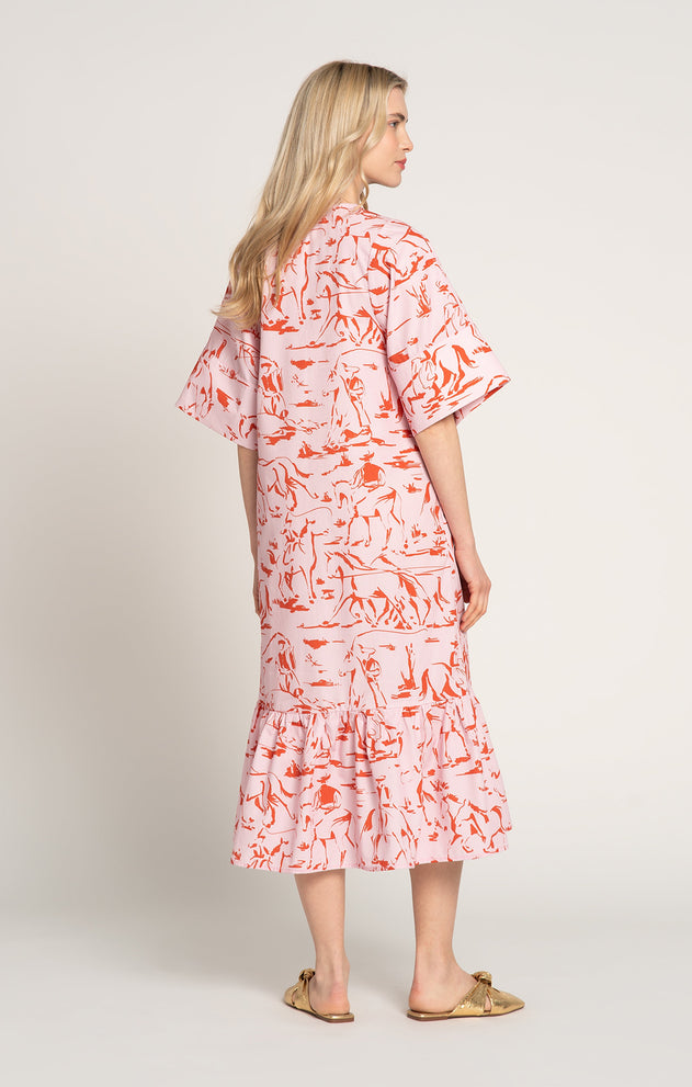 Patko V-Neck Ruffled Dress Horsemen Pink