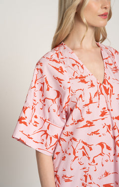 Patko V-Neck Ruffled Dress Horsemen Pink