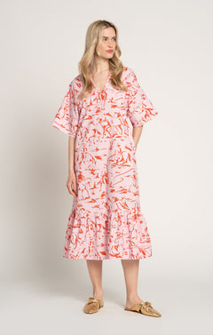 Patko V-Neck Ruffled Dress Horsemen Pink
