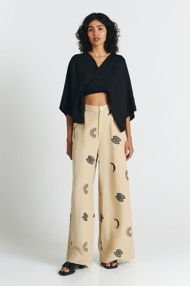 Randa Pants Embroidered Beige