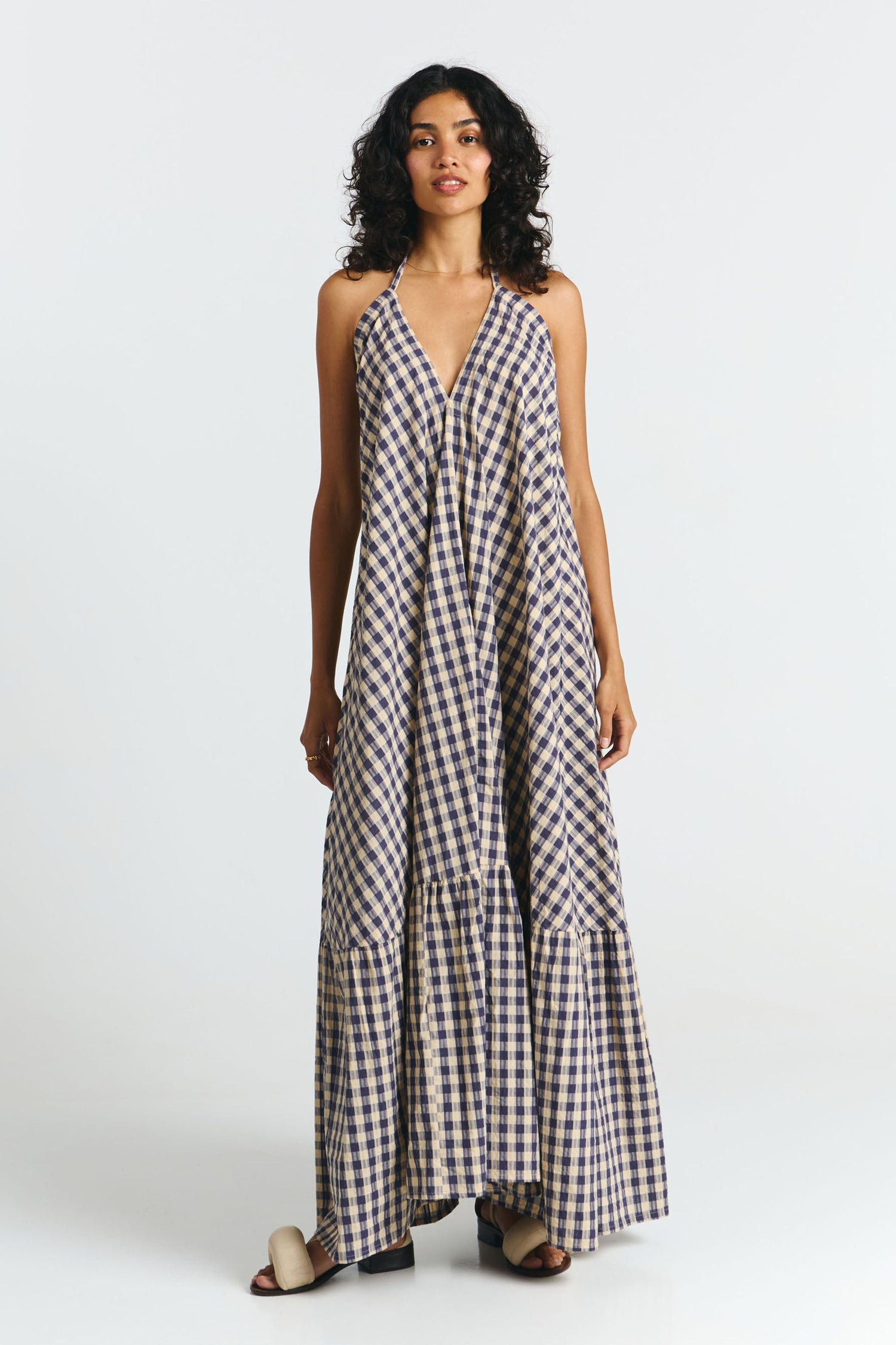 Multiposition Long Cotton Dress Check