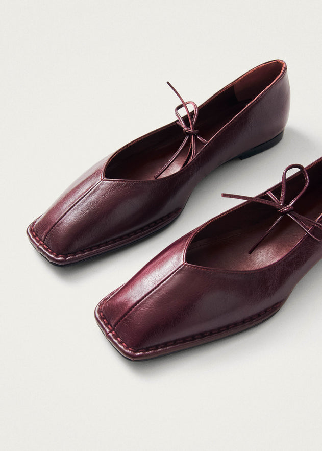 Sway Leather Ballet Flats Burgundy