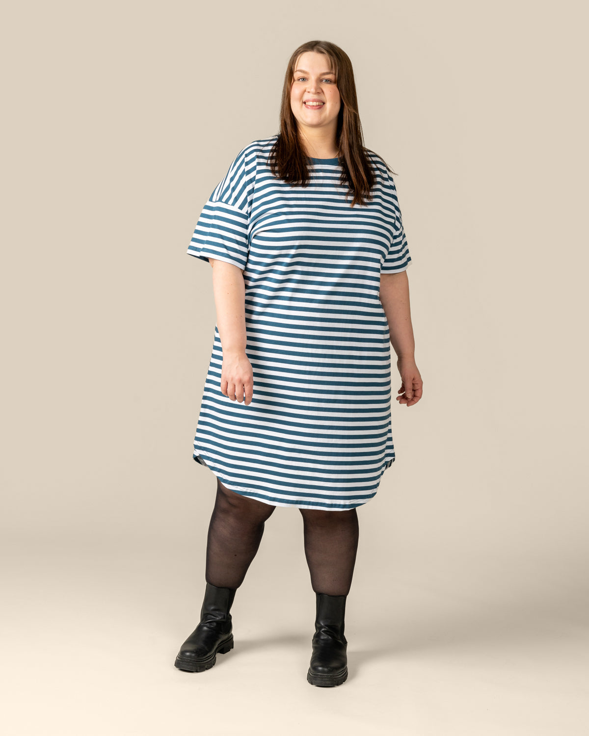 Toive T-Shirt Dress Petrol Stripe