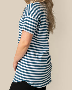 Long T-Shirt Petrol Stripes