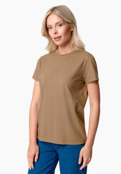 Women's Basic Round Neck T-Shirt Mocha Brown