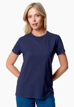 Women's Basic Round Neck T-Shirt Navy Blue