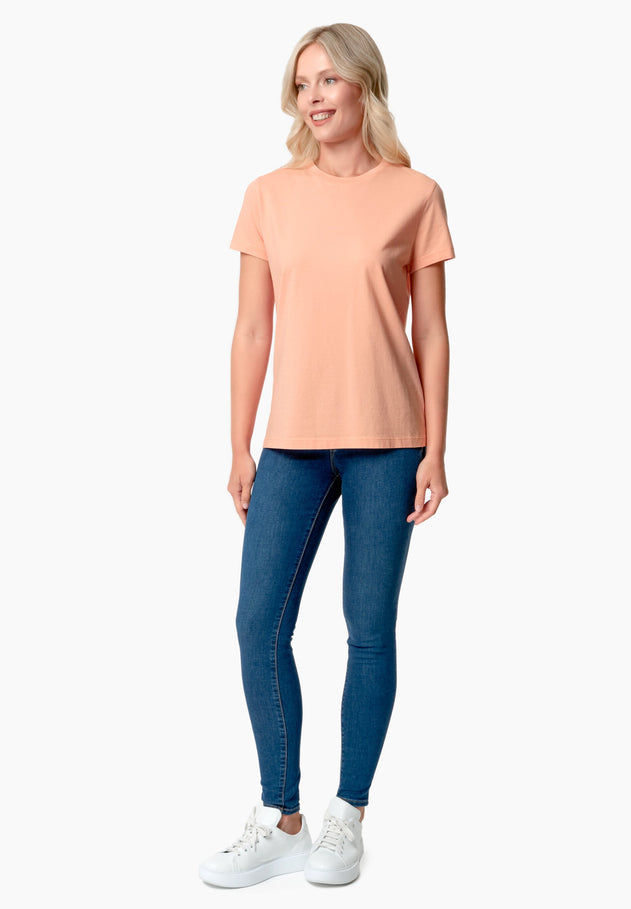 Women's Basic Round Neck T-Shirt Peach Orange