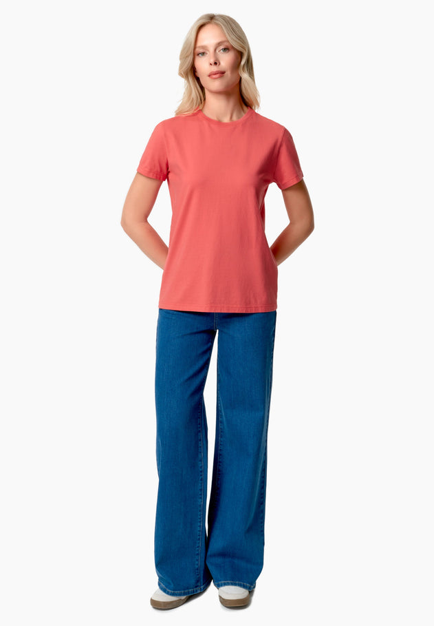 Women's Basic Round Neck T-Shirt Red