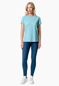 Women's Basic Round Neck T-Shirt Turquoise Blue