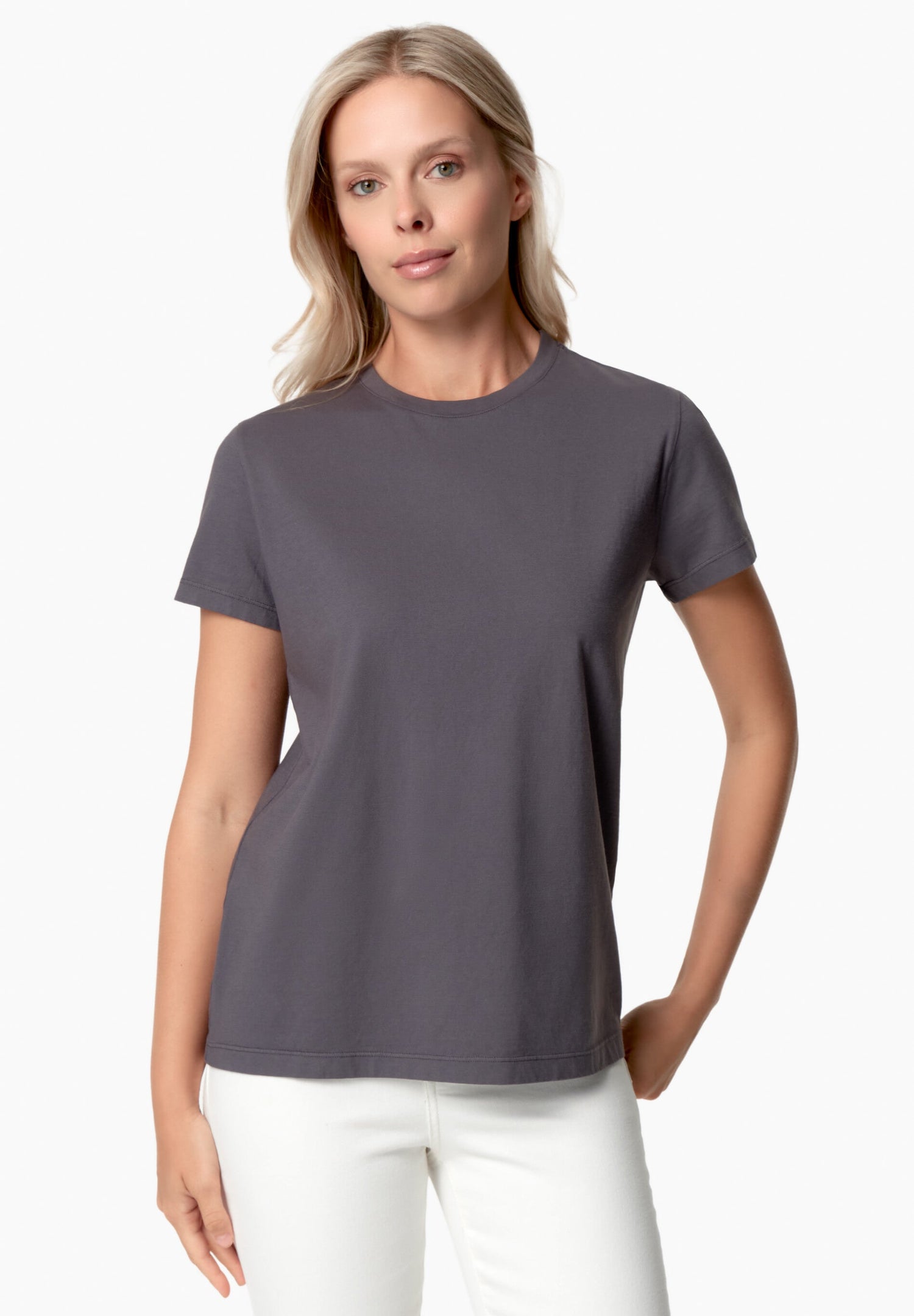 Women's Basic Round Neck T-Shirt Grey