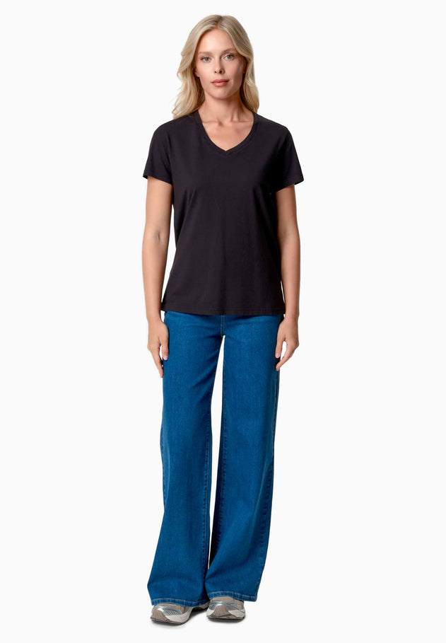 Tessa Basic V-Neck T-Shirt Black