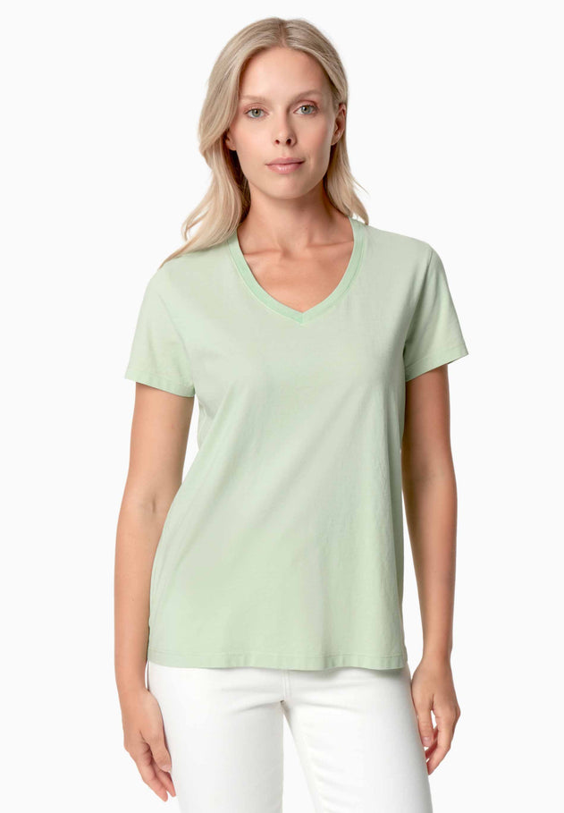 Tessa Basic V-Neck T-Shirt Foam Green