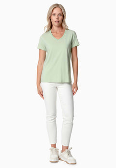Tessa Basic V-Neck T-Shirt Foam Green