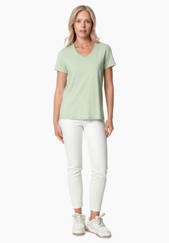 Tessa Basic V-Neck T-Shirt Foam Green