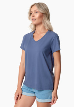 Tessa Basic V-Neck T-Shirt Honest Indigo